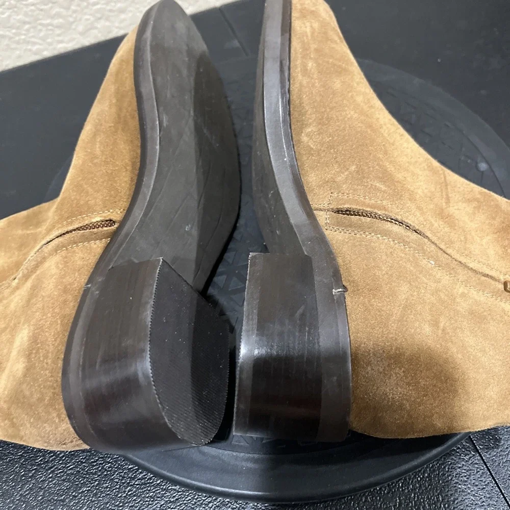 Seychelles Ankle Boots‎ Women 8 Tan Suede Side Slit Low Block Heel Booties Chic